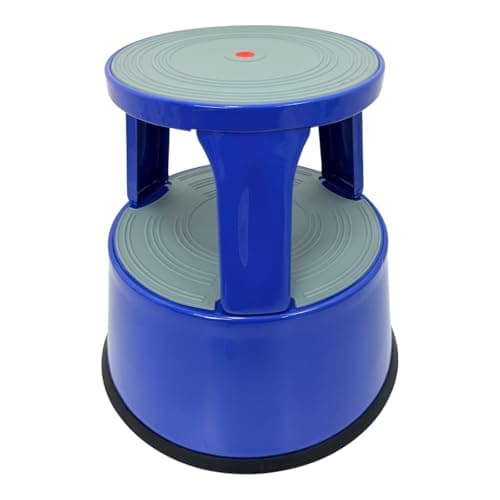 Image of Durable Steel Kick Step Stool – Heavy-Duty, Non-Slip, Portable, 150kg Capacity, Spring-Loaded Castors, Scratch-Resistant, Ideal for Home, Office, Warehouse, Factory (BLUE)