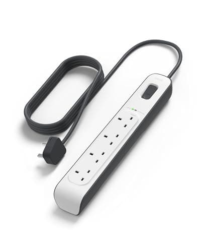 Image of Belkin 4 Way/4 Plug 2 m Surge Protection Extension Lead Strip, White