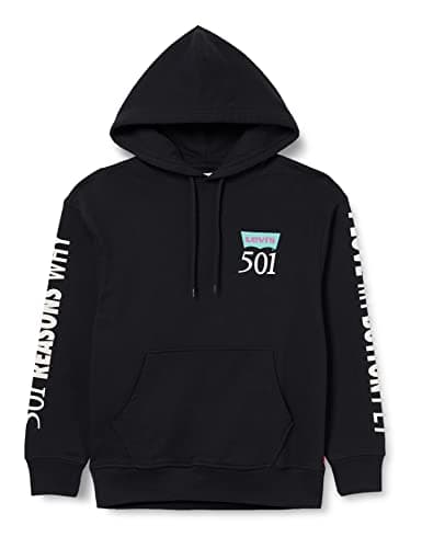 Image of Levi's Men's Relaxed Graphic Sweatshirt Hoodie, Button Fly Hoodie Vw Caviar, L