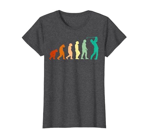 Image of Golf Human Evolution Golfers Golf Players Golfing Apparel T-Shirt, Women, Dark Heather Grey, 3X-Large