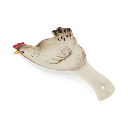 Image of Cooksmart Hen House Lane Large Spoon Rest | British Designed Farmhouse Kitchen Utensil Holder | Hen-Shaped Stoneware Spoon Rest | Rustic Countryside Style | Dishwasher & Microwave Safe