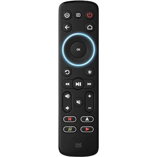 Image of One For All Streamer Remote – Universal Remote Control for up to 3 devices Streamer boxes (Roku, Apple TV and more) TV and Sound bar – Learning feature - Backlit keys - Black – URC7935
