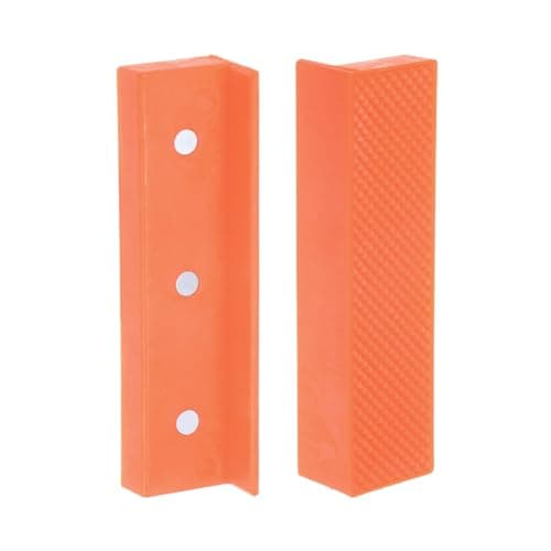 Image of sourcing map Magnetic Vise Jaws 4 Inch Magnet Plain Grooves Soft Nylon Bench Jaw Pads Covers Multi-Purpose Protector for Woodworking Jewelry Making Plumbing, Yellow