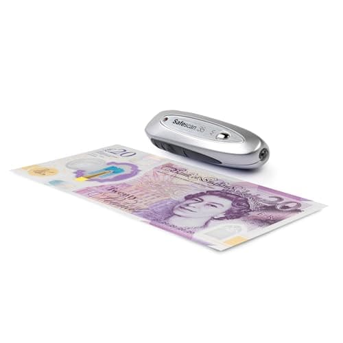 Image of Safescan 35 Portable Counterfeit Money Detector - Checks Notes, Credit Cards, ID's - UV Money Checker for New Notes - Fake Money Note Checker with UV Light - Suitable for The New King Charles Notes