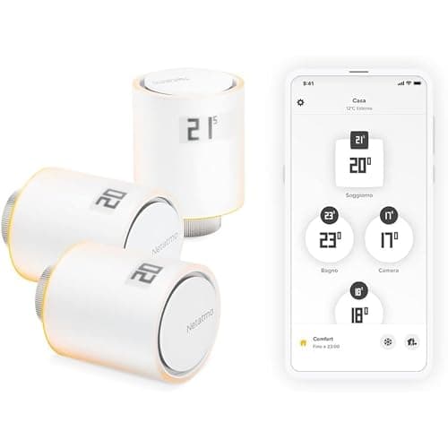 Image of Netatmo Pack 3 Connected and Smart Thermostatic Heads, Accessory for Connected and Smart Thermostat, Thermostatic Valves for Radiators, NBU-NAV-EU