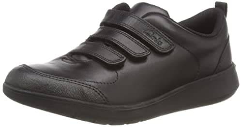 Image of Clarks Boy's Scape Sky K Sneakers, Black Leather, 13.5 UK Child Wide