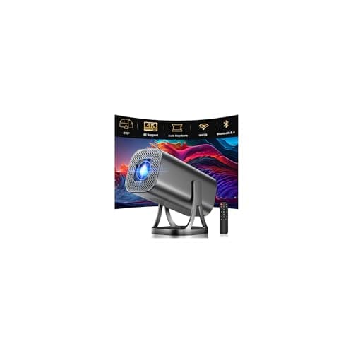 Image of Projector HD 1080P 4K Supported Mini Projector Auto Keystone & Focus 22000 Lumen 260 ANSI Bightness WIFI 6 & Bluetooth Home Theatre 200" w 270°Rotatable Stand Projectors for Bedroom/Outdoor/Phone