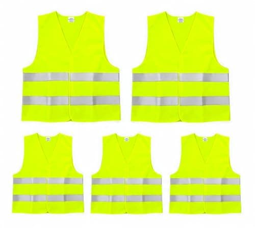 Image of MHsons 5 Pack Hi Vis Vests, Safety Vests, Standard Size Reflective High Visibility Vests, Unisex Hi Vis Jacket for Traffic Work, Running, Surveyor and Security Guard Construction Vest