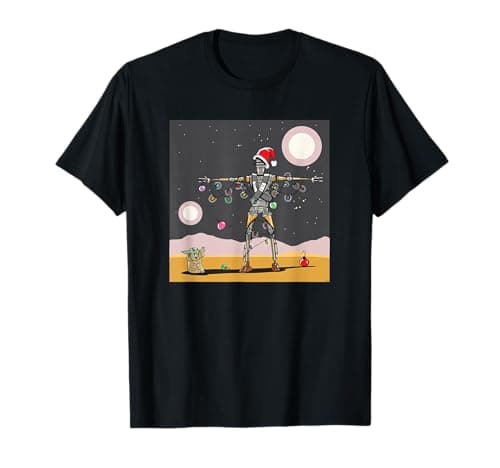 Image of Star Wars Grogu IG-11 Droid Holiday Tatooine Christmas Tree T-Shirt