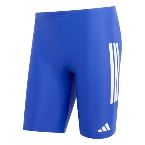 Image of adidas Men's 3 Stripes Swim Jammers 8 INCH, semi Lucid Blue/White, 34