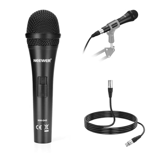 Image of NEEWER Cardioid Dynamic Microphone with XLR Male to XLR Female Cable, Rigid Metal Construction for Professional Pickup of Musical Instruments, Voice, Broadcasting, Speech, Black (NW-040)