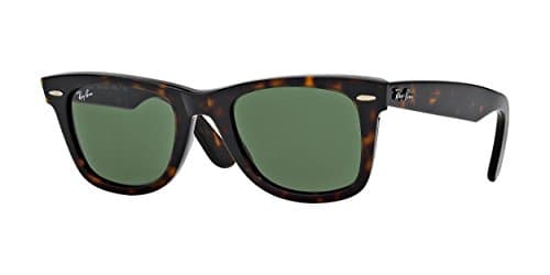 Image of Ray-Ban Unisex Original Wayfarer Classic Sunglasses, Brown (tortoise frame with green G-15 lenses), 54.0