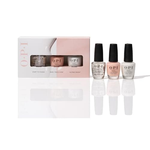 Image of OPI Nail Lacquer French Manicure Kit Gift Set - Including Start To Finish, a 3-in-1 Base Coat, Top Coat & Nail Strengthener, Alpine Snow® & Baby, Take A Vow - 3 x 15ml