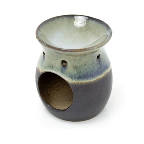Image of Grey Ombre Glaze Tea Light Essential Oil Burner | Ceramic Wax Melt Burner Fragrance Oil Burner Diffuser | Round Tealight Holder Oil Burner
