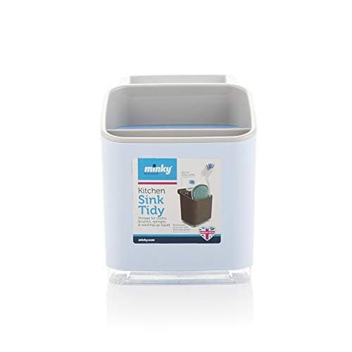Image of Minky Kitchen Sink Tidy | Sink Caddy With Removable Drip | Kitchen Sink Organiser With Dishcloth Holder Rack | Kitchen Storage Accessories | Sponge Holder For Kitchen Sink | Colour - Blue