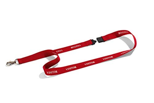 Image of Durable Textile Lanyard Red with "VISITOR" Printed Directly Onto SurFace | Pack of 10 | Includes Safety Release | Holds a Variety of Badges and Passes,44 x 2 cm