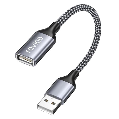 Image of RAVIAD USB 2.0 Extension Cable 0.5M, USB A Male to A Female Cable USB Extension Lead High Speed Data Transfer Compatible for Printer, Scanner, Camera, Keyboard, Card Reader, Hard Drive, U-Disk