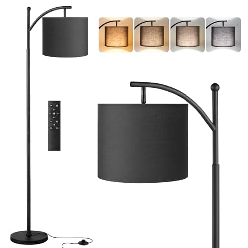 Image of Aooshine Black Floor Lamps, 60" Modern Arc Floor Lamp for Living Room with Remote Control and Stepless Dimmable Colors Temperature & Brightness(Bulb Included)