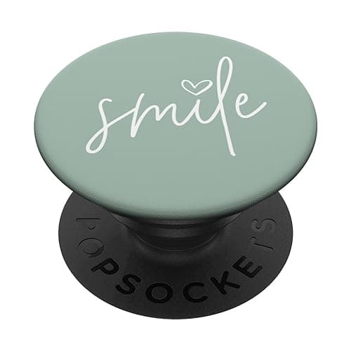 Image of PopSocket PopGrip:Smile Positive Inspirational Quote - Pastel Sage Green Swappable Grip for Phones & Tablets
