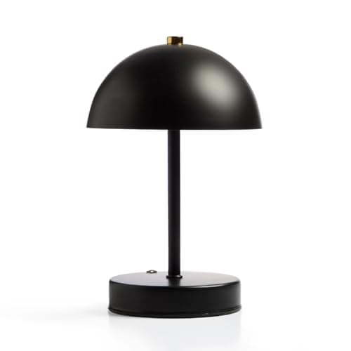 Image of Global Gizmos Mushroom Table Lamps/Rechargeable Bedside Lamp/Touch Operated Dimming / 3 Different Light Shades / 25cm Height (Black)