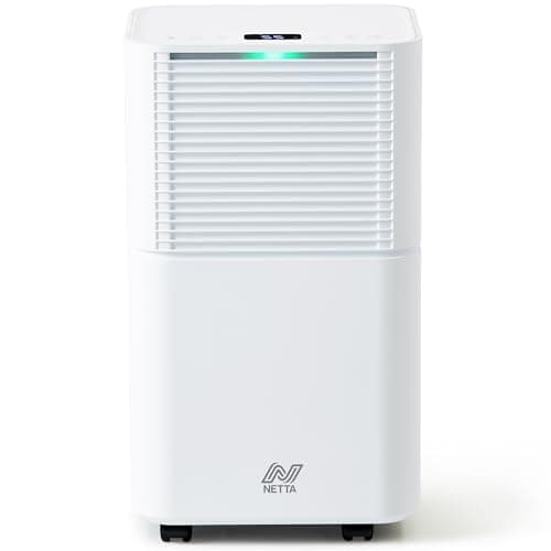 Image of NETTA 12L/Day Compressor Quiet Dehumidifier, Powerful Mould Remover & Laundry Drying with 24-Hour Timer and Sleep Mode for Damp, Mould and Condensation, 2L Water Tank, Child Lock