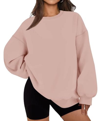 Image of LACOZY Sweatshirt for Women Oversized Crewneck Long Sleeve Pullover Fleece Top 2025 Fall Winter Fashion Outfits Clothes Pink L