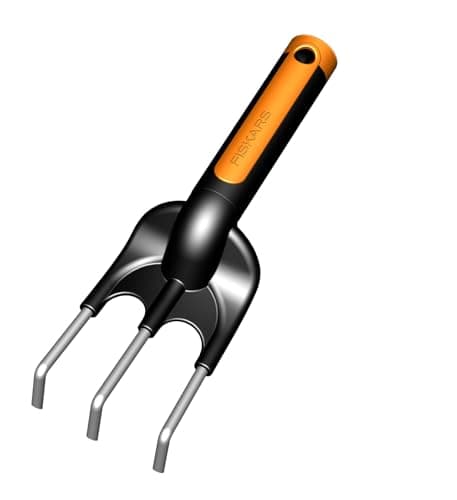 Image of Fiskars Premium Planters Cultivator, Length: 25 cm, Stainless Steel Tines, Black/Orange, 1000728