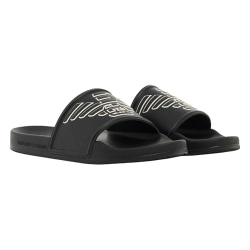 Image of Emporio Armani Men's Bathing Slippers, Mz680 Black Whisper White, 12 UK