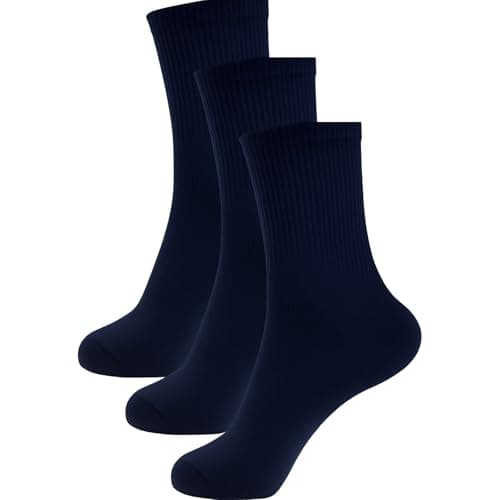 Image of A2Z 4 Kids Boys PE School Sports Socks Breathable Athletic Cotton Crew Trainer - Socks AZ198 Navy 3 Pack 11-14
