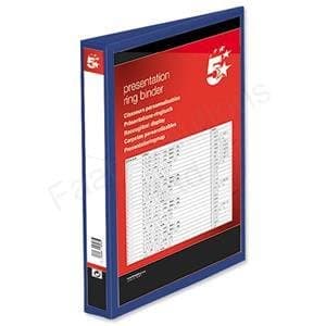 Image of 5 Star Presentation Ring Binder PVC 4 D-Ring 25mm Size A4 Blue [Pack 10] (933015)
