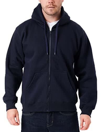 Image of LABEL APPAREL Mens Zip Up Hoodie 300GSM Fleece Plain Pullover Zipped (UK, Alpha, L, Regular, Regular, Navy)