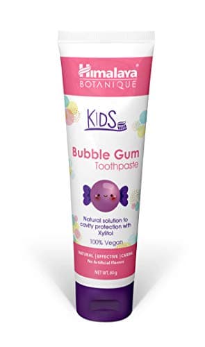 Image of Himalaya Botanique Kids Toothpaste | Bubble Gum Flavor | Reduces Plaque and Makes Teeth Stronger | Increases Teeth-Gum Grip | Fluoride Free, Vegan & Gluten Free- 80g