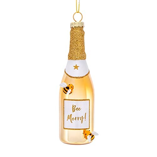 Image of Sass & Belle Bee Merry Gold Champagne Shaped Bauble