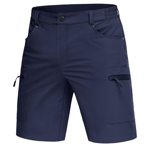 Image of MAGCOMSEN 10’’ Shorts for Men Summer Casual Cargo Shorts Elasticated Waist with Zip Pockets Navy, 38