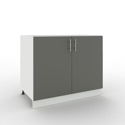 Image of JD Greta Adjustable Kitchen Base Unit - 1000mm - Base Cabinet with Doors (No Worktop) - Grey Matt