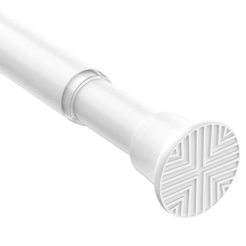 Image of Zipglo Extendable Curtain Poles 59-120 cm, Tension Rods for Curtains Adjustable Shower Curtain Poles No Drilling Spring Loaded Curtain Rod Shower Rail for Bathroom Window Door Wardrobe, White