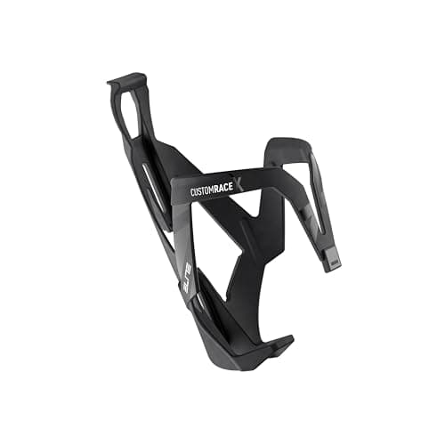 Image of Elite Custom Race X Bottle Cage Black Skin Black Graphic – Ultra Lightweight Side-Entry Bike Bottle Holder 28.5g – Self-Adjusting Fibre-Reinforced – For Road Bike, MTB & Gravel Cycling