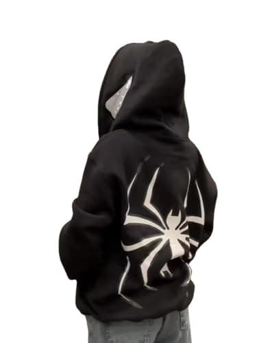 Image of ZENMANCHEN Y2k Hoodie Men Women Spider Full Zip Hoodie Y2k Jacket Hip Hop Aesthetic Graphic Hoodies Gothic Emo Grunge Hoodie, Black, XL