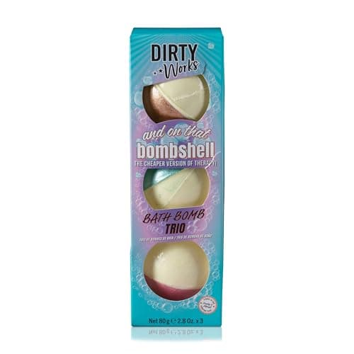 Image of Dirty Works Trio Bath Bombs Gift Set – 3 Fizzing Bath Bombs with Essential Oils – Relaxing Aromatherapy Soak – Fun, Colorful & Moisturizing – Perfect Pampering Gift for Women & Teens