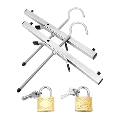 Image of Holdfiturn 2 Pcs Ladder Clamps 43*39.5*22cm Roof Rack Clamp Lock Universal Ladder Roof Rack Lock Heavy Duty Roof Rack Clamps Lockable Safe Ladders with 2 Free Padlocks Included for Roof Rack