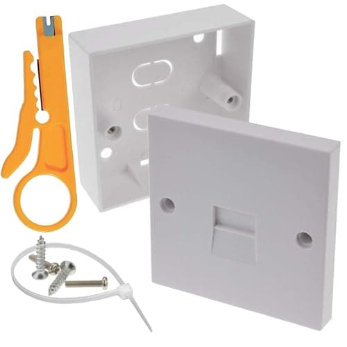 Image of 1STec 2/3a Surface Mount Telephone Extension Socket + Backbox + IDC Tool Line Jack for Creating Extra Phone Point Connections (2/3a + Back Box)