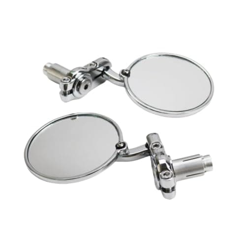 Image of 3" Convex Round 7/8" 22mm Handlebar Rearview Side Bar End Mirror Cafe Racer BOBBER Rat Bike Old School Retro (Chrome)
