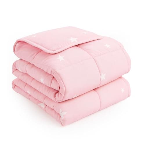 Image of Dreamscene Star Weighted Blanket 3kg Blush Pink 100 x 150cm,Gifts for Women Therapy Anxiety Relief Insomnia Autism Reversible Fluffy Teddy Fleece Throw, (Disclaimer:Only suitable for age 3+years)