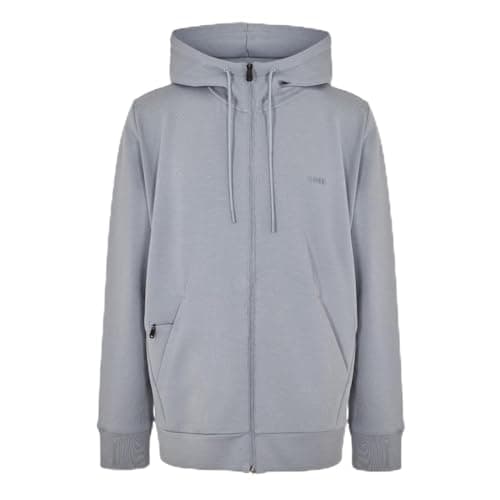 Image of BOSS Mens Saggy Full Zip Hoodie With Adjustable Drawstring Dark Grey L