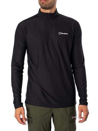 Image of Berghaus Men's 24/7 Half Zip Long Sleeve Tech Baselayer T-Shirt T-Shirt (Pack of 1) Black/Black