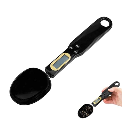 Image of Digital Measuring Spoon, 500g/0.1g Food Measuring Scoop Scale, Kitchen Weighing Spoon with LCD Display, Multi-Unit Conversion, High Precision, for Cooking, Baking & Nutritional Management, Black