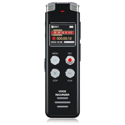 Image of EVISTR 16GB Digital Voice Recorder with Playback Enhanced Dictaphone for Conference Meetings Interviews Mini Audio Recorder MP3 Player USB Charge