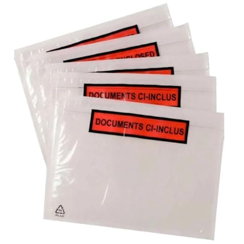 Image of 1000 Documents Enclosed Wallets A5 A6 Envelope Print Clear Window Stick Self Adhesive| Peel & Seal Plastic Envelopes Sleeves Pockets | Attach Invoices, Packing Lists & Delivery Notes for Parcels