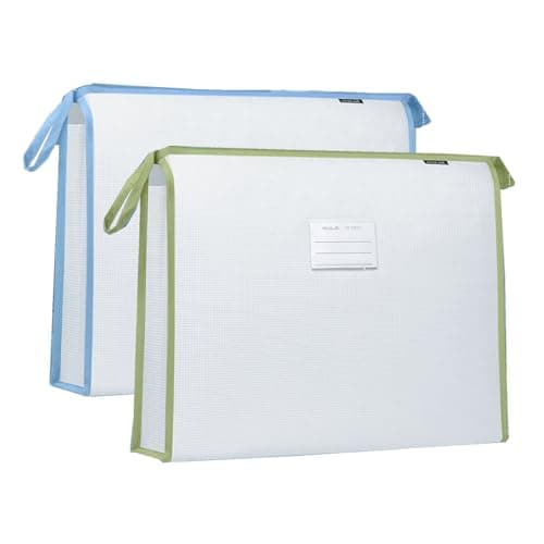 Image of Oaygat 2 Pack A3 Plastic Wallets Folders Zipped Document Wallets File Folders Large Capacity Document Folders PocketsWaterproof Travel Storage Pouch Transparent School Book Bag Envelopes Mesh File Bag