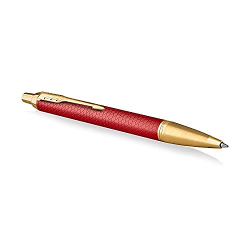 Image of Parker IM Ballpoint Pen | Premium Red Lacquer with Gold Trim | Medium Point with Blue Ink Refill | Gift Box